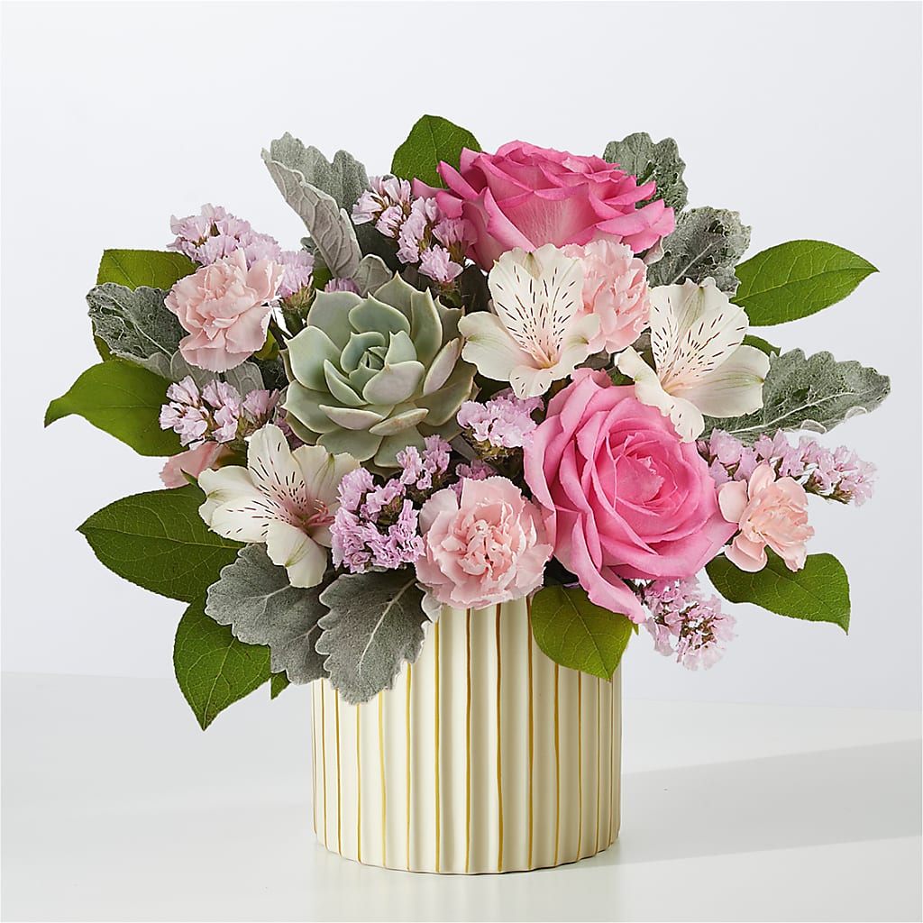 Dusty Rose Bouquet with Ivory Vase – GIVENS FLOWERS & GIFTS LLC, Georgetown DE