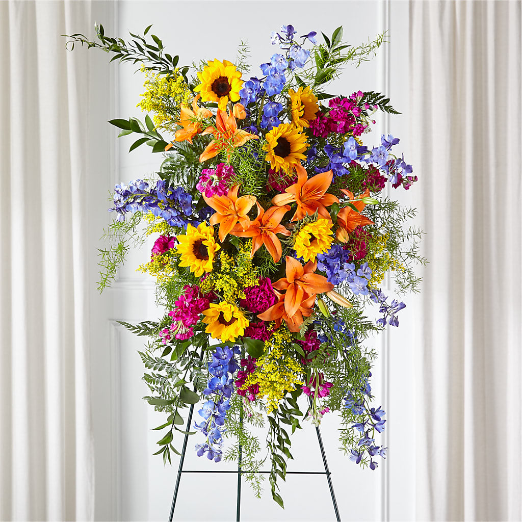 Sunlit Memories Standing Spray (Standard) – GIVENS FLOWERS & GIFTS LLC, Georgetown DE