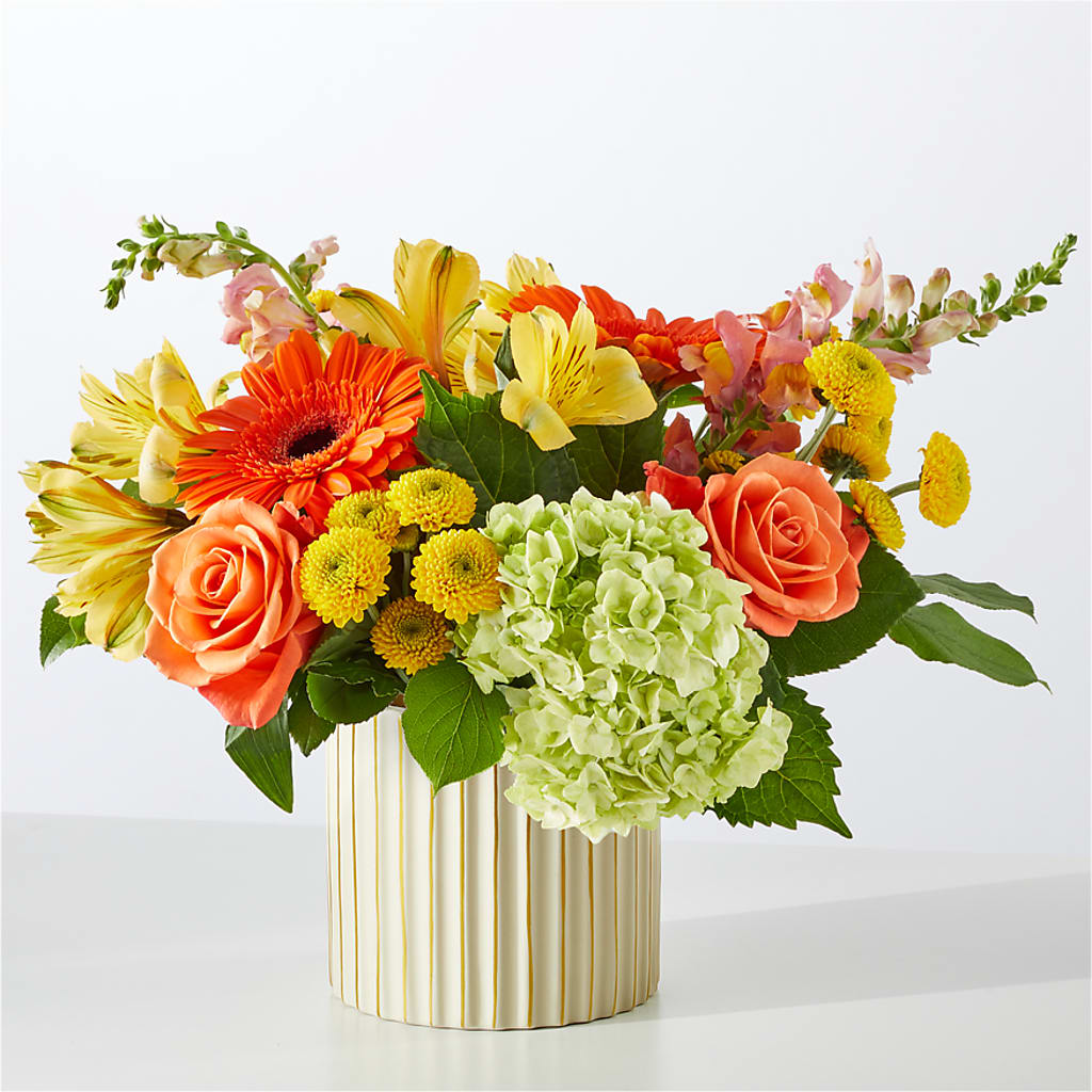 Autumn Sunshine Bouquet with Ivory Vase – GIVENS FLOWERS & GIFTS LLC, Georgetown DE