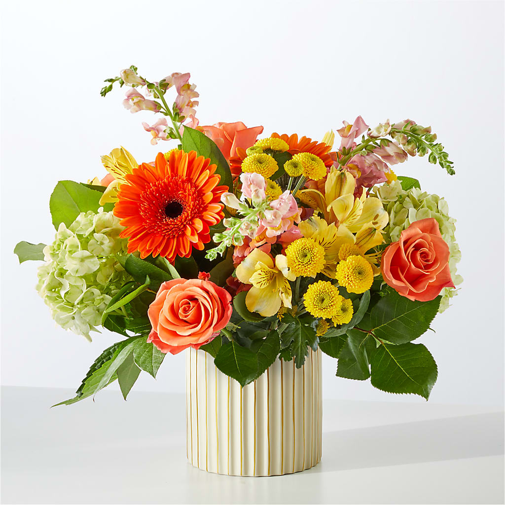 Autumn Sunshine Bouquet with Ivory Vase – GIVENS FLOWERS & GIFTS LLC, Georgetown DE